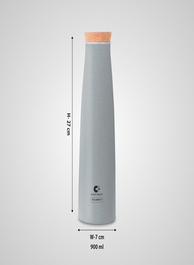 Clay Craft Vacbott Chariott Cork Single Walled Non Insulated Water Bottle, 900ml (Grey - 1 PC) Steel Water Bottles for School, Office, Home, Gym, Water Bottle for Men Leakproof, Rust free Steel Bottle - Image 4